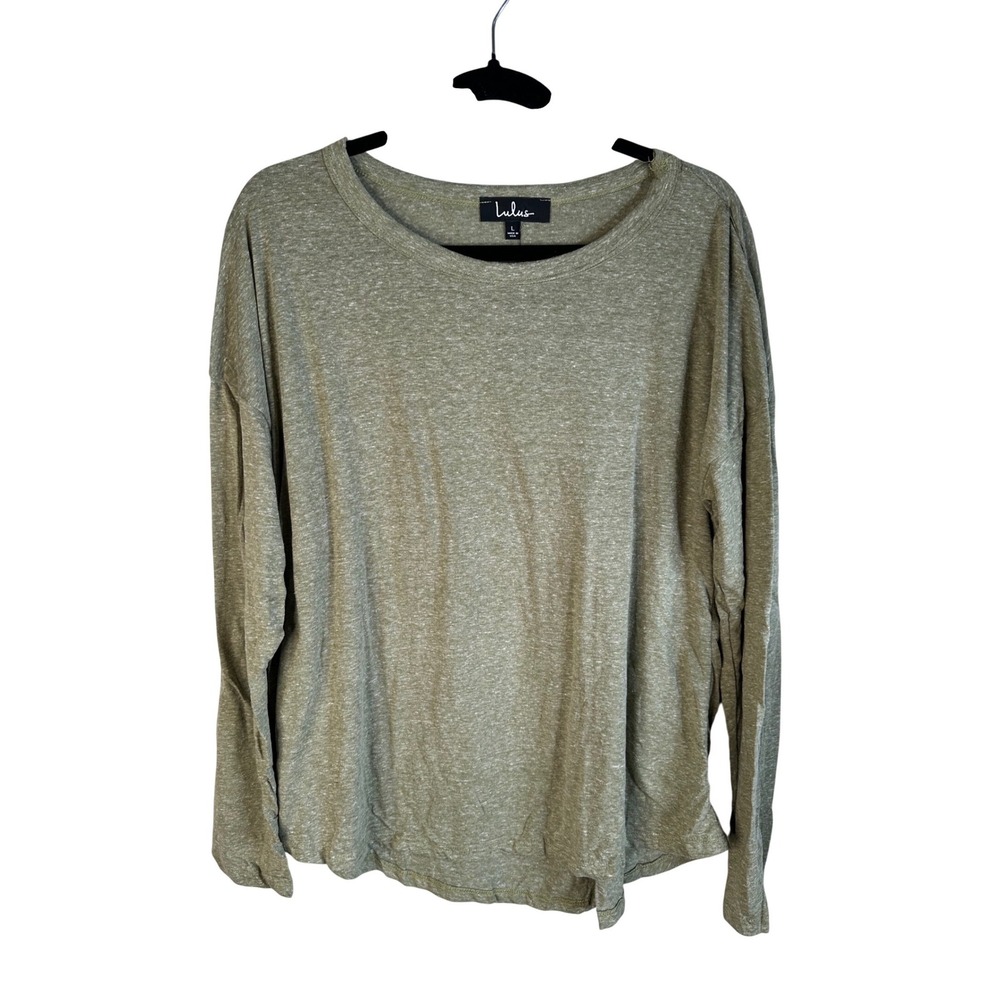 Lulus Olive Green Heathered Crew Neck Long Sleeve Large New with‎ tags!